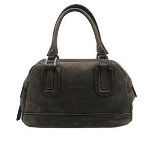Longchamp Grey Distressed Leather Cosmo Satchel Bag
